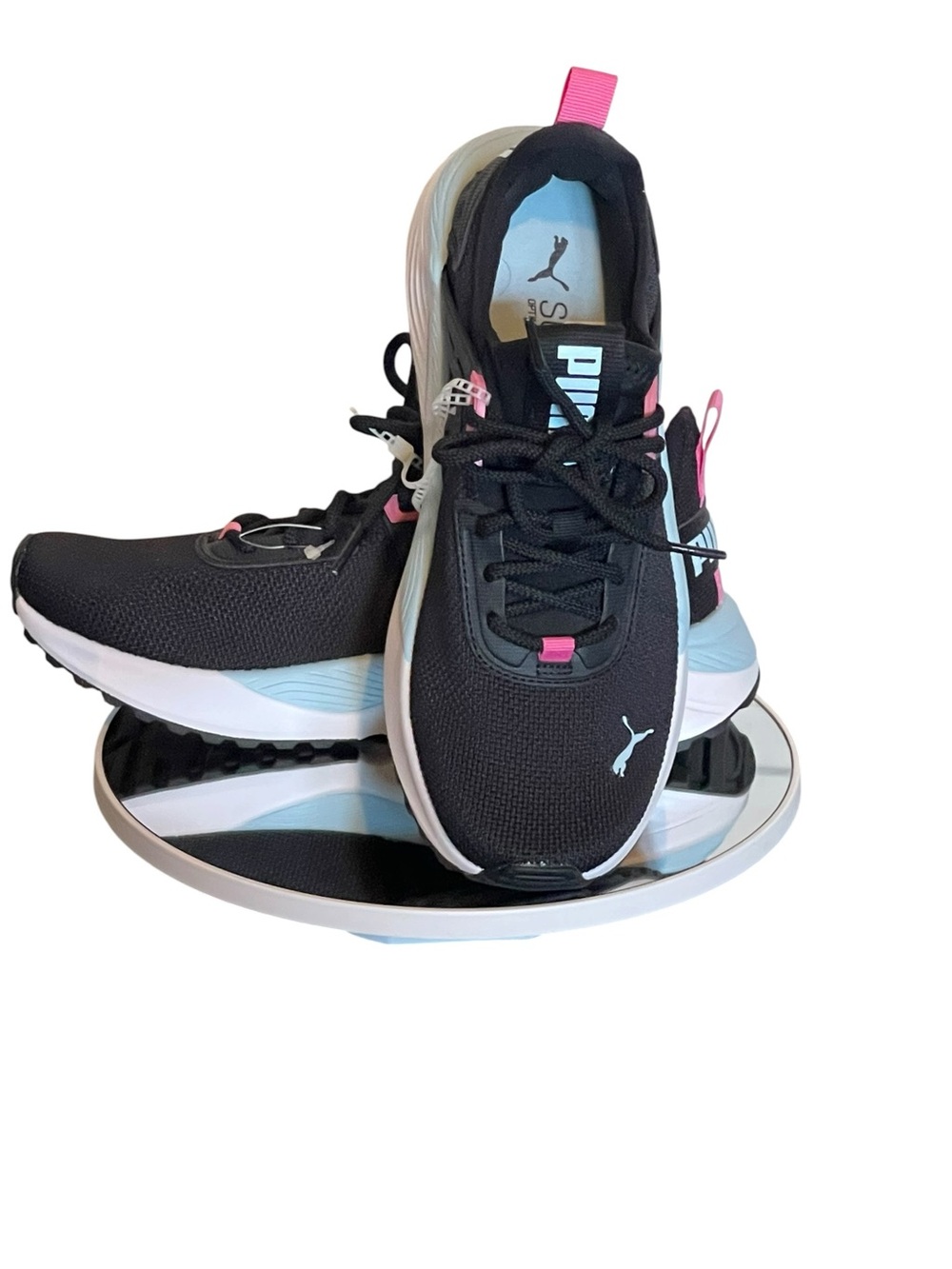 Puma Women's Black and Pink Athletic Sneakers